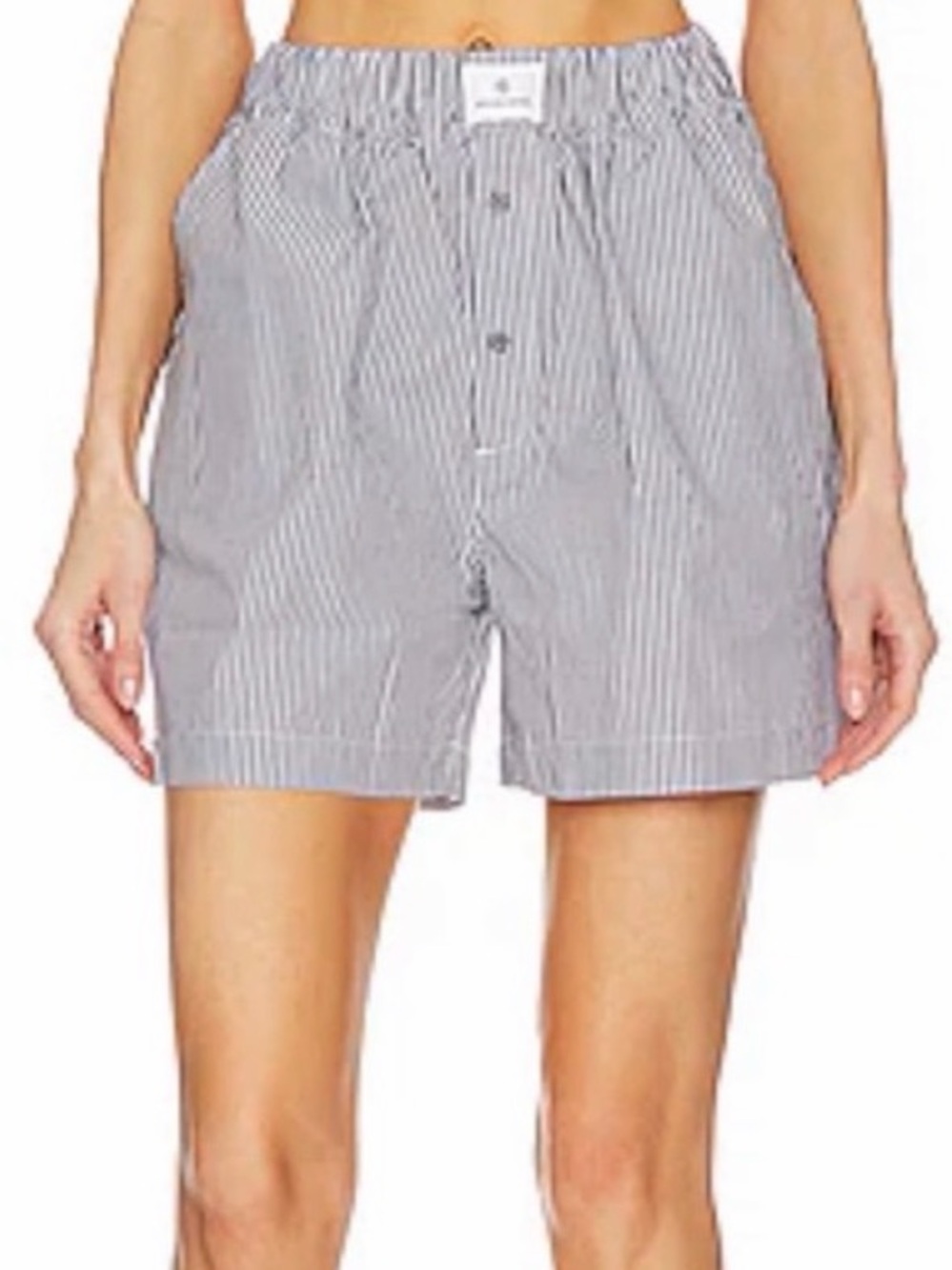 Anine Bing Gray and White Liam Pinstripe Boxer Short
